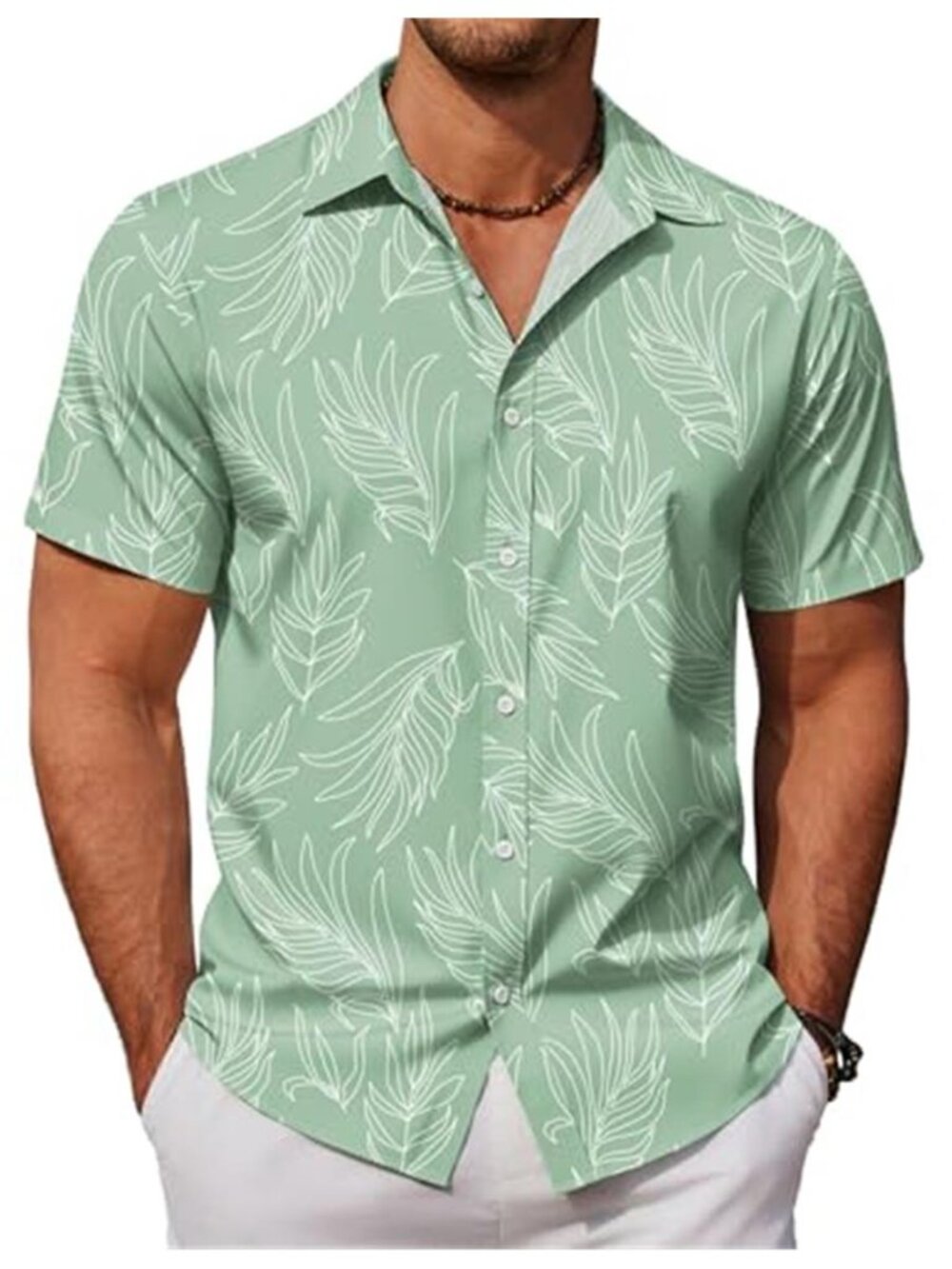Mens Hawaiian Shirt Tropical Button Down Short Sleeve Beach Vacation Camp Shirt